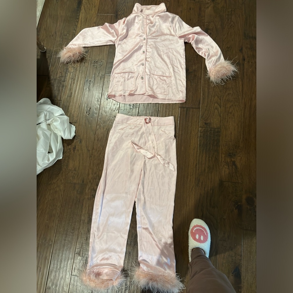 Buddy love pink satin pajama set